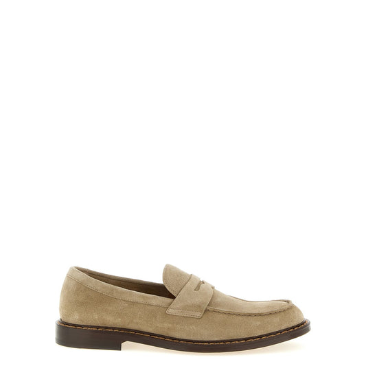 Doucal's Beige Calfskin Slip-On Loafers