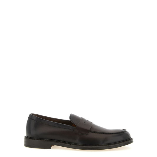 Doucal's Brown Calfskin Slip-On Loafers