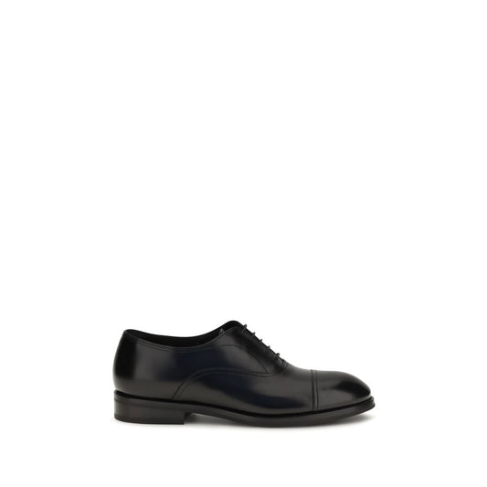 Santoni Black Calf Leather Bos Taurus Oxfords And Derbies