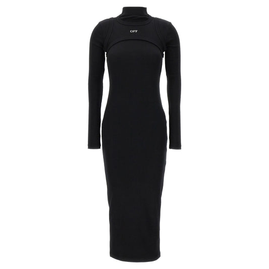 Off-White Black Cotton Midi Dress