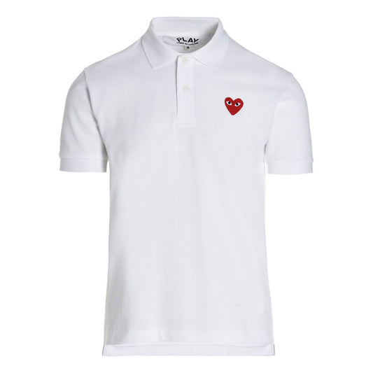 Comme Des Garçons Play White Cotton Polo Shirt
