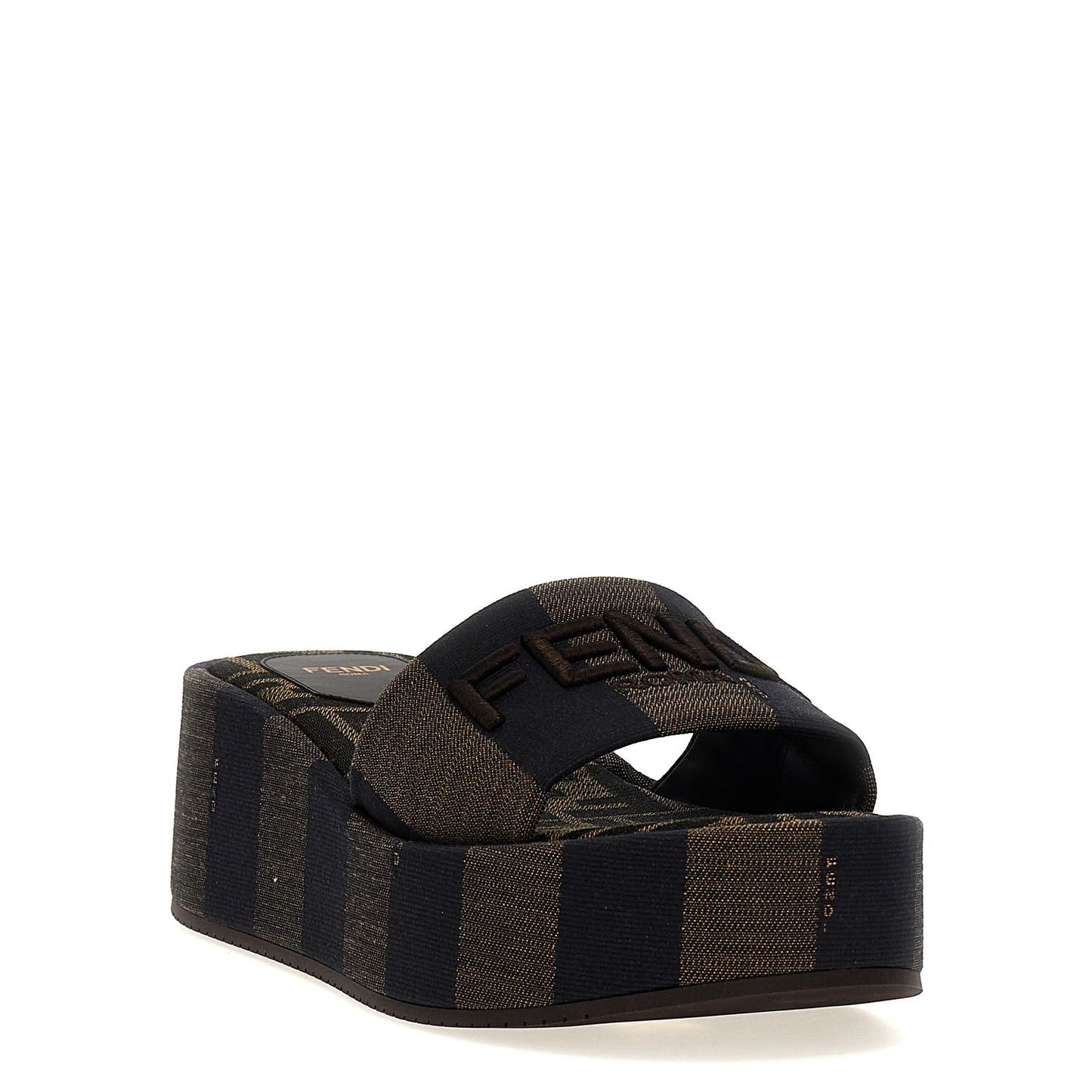 Fendi Brown Cotton Slides