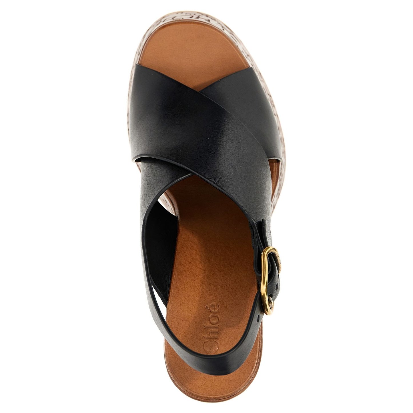Chloé Black Calfskin Wedge Sandals
