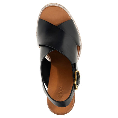 Chloé Black Calfskin Wedge Sandals