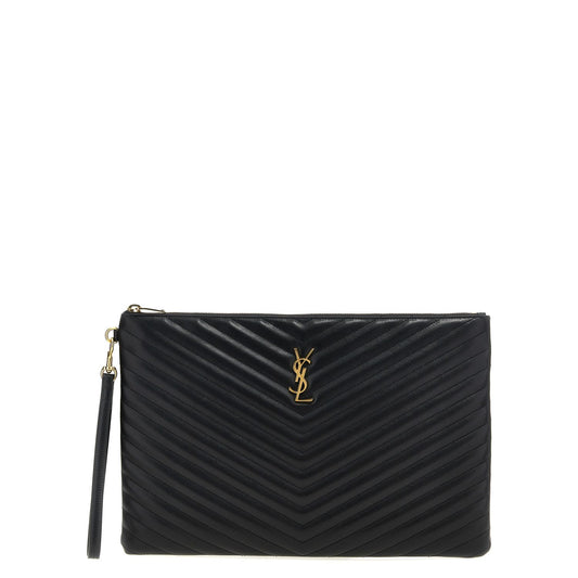 Saint Laurent Black Calfskin Clutch Bag