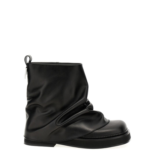 The Attico Black Calfskin Ankle Boots