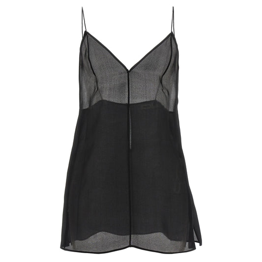 Khaite Black Silk Tank Tops