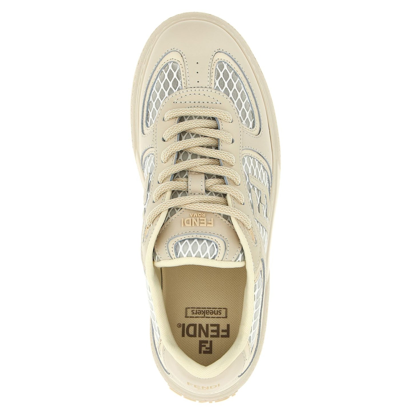 Fendi Beige Calfskin Platform Sneakers