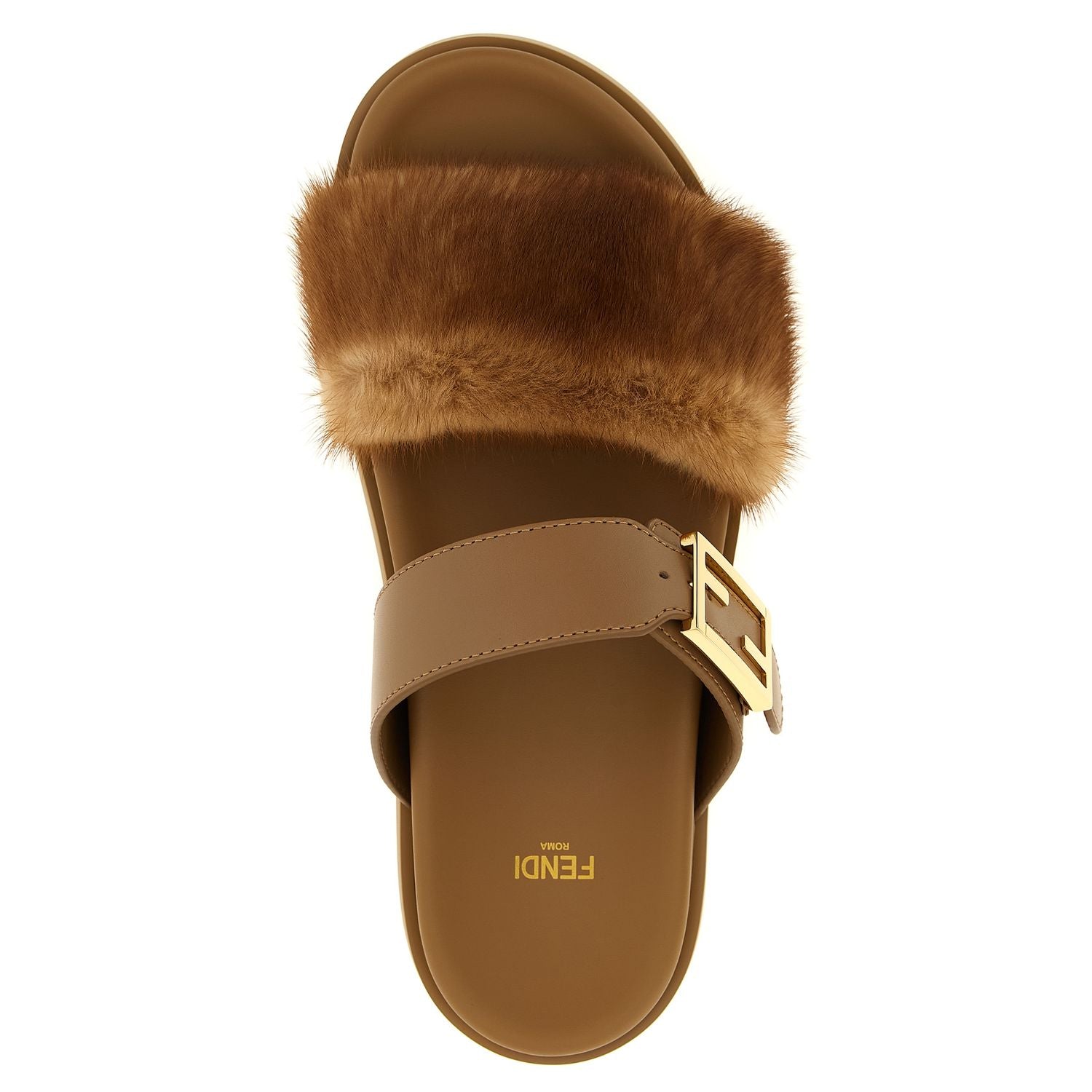 Fendi Brown Leather Slides