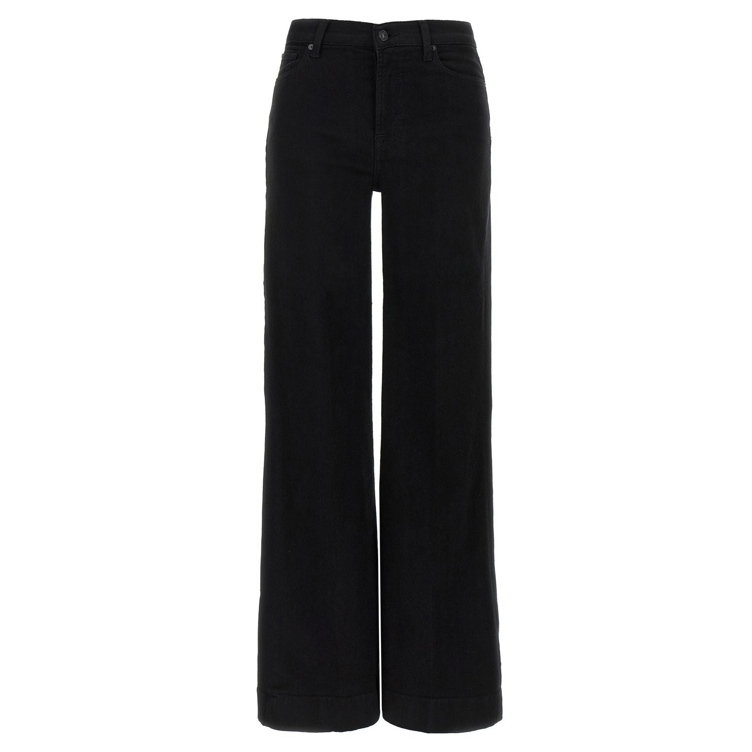 7 For All Mankind Black Cotton Flared Jeans