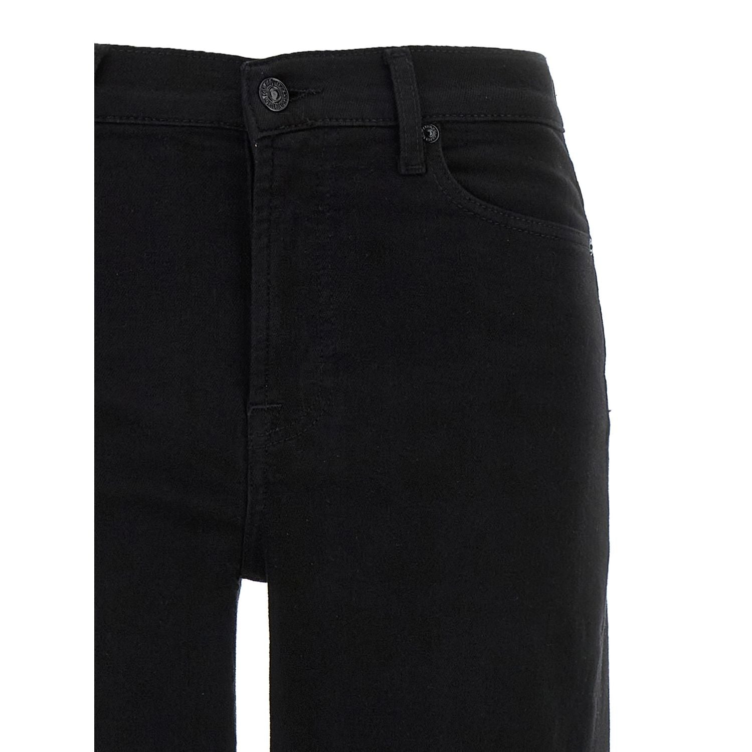7 For All Mankind Black Cotton Flared Jeans