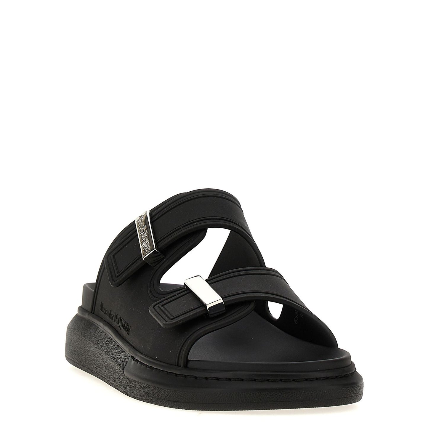 Alexander McQueen Black Rubber Slides