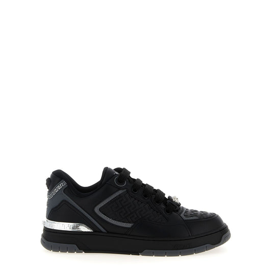 Versace Black Calfskin Athletic Sneakers