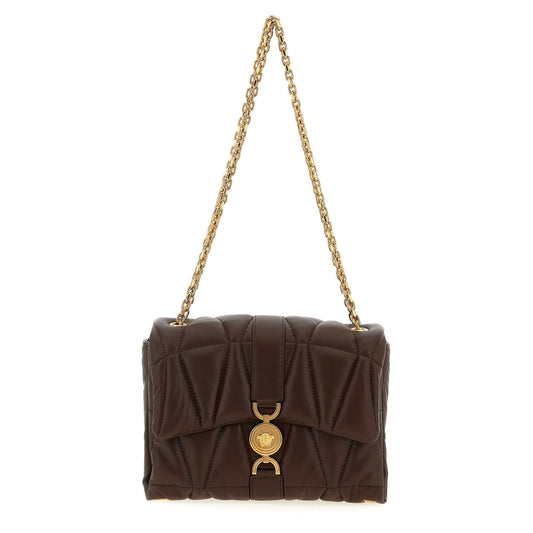 Versace Brown Lamb Leather Shoulder Bag