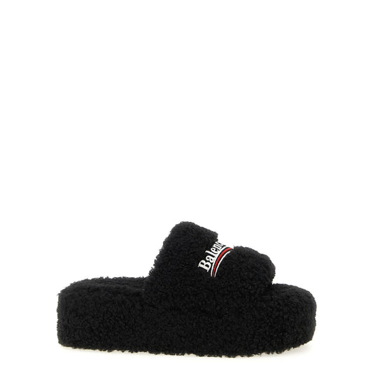 Balenciaga Black Polyester Slides