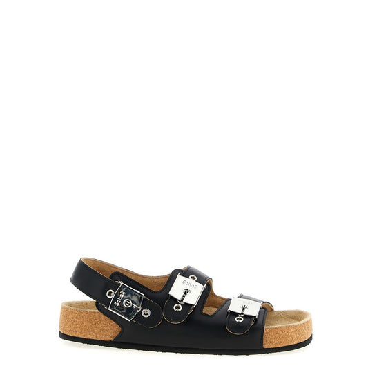 Balenciaga Black Calfskin Flat Sandals