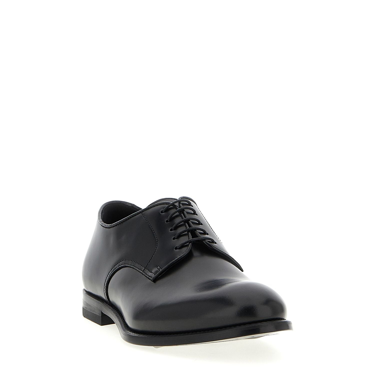 Doucal's Black Calfskin Oxfords And Derbies