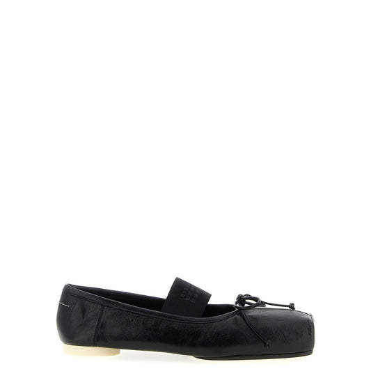 MM6 Maison Margiela Black Calfskin Ballet Flats