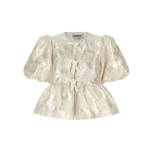 Ganni White Polyester Blouse
