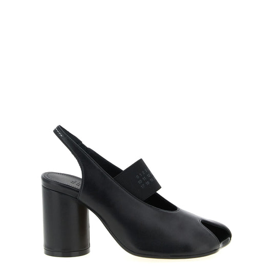 MM6 Maison Margiela Black Lamb Leather Mid Heel Pumps