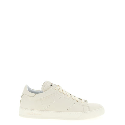Kiton White Nubuc Leather Low Top Sneakers