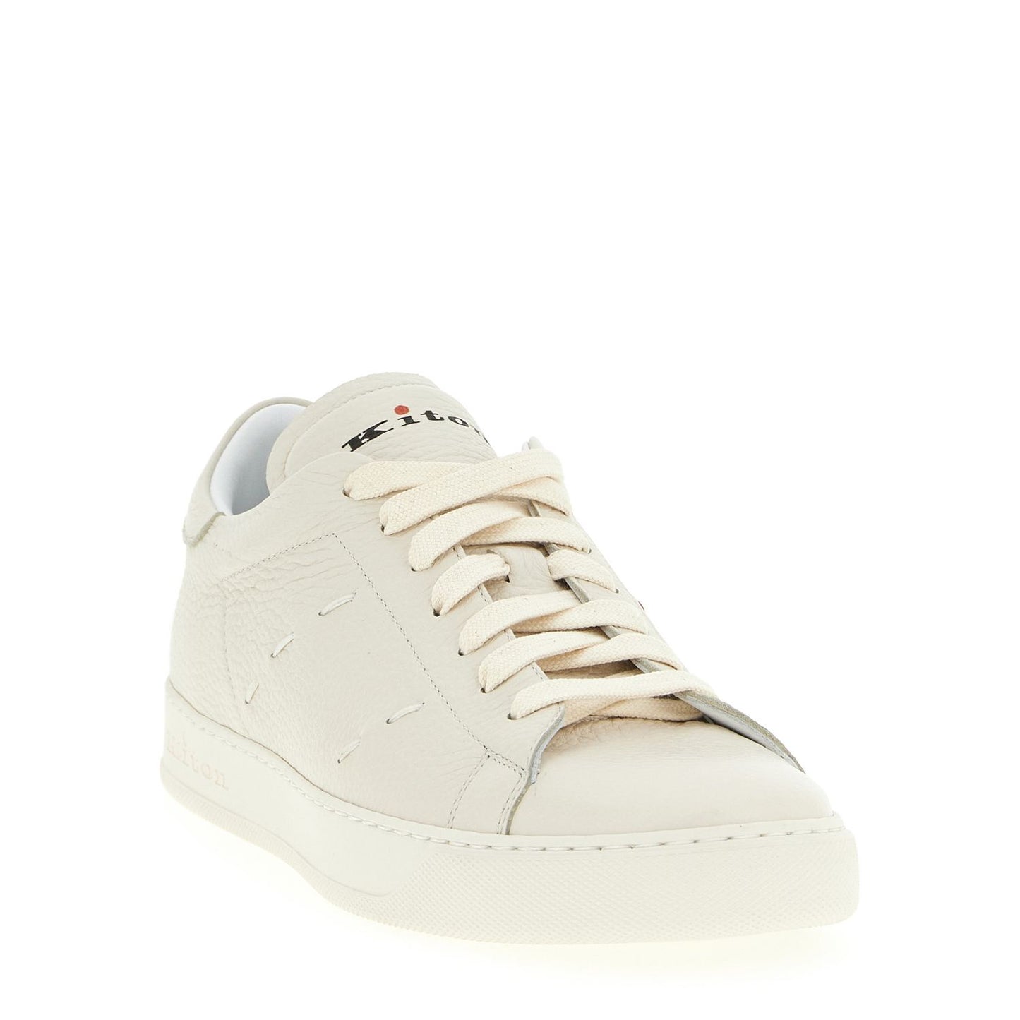 Kiton White Nubuc Leather Low Top Sneakers