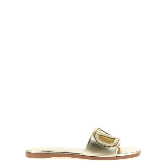 Valentino Garavani Gold Calfskin Slides