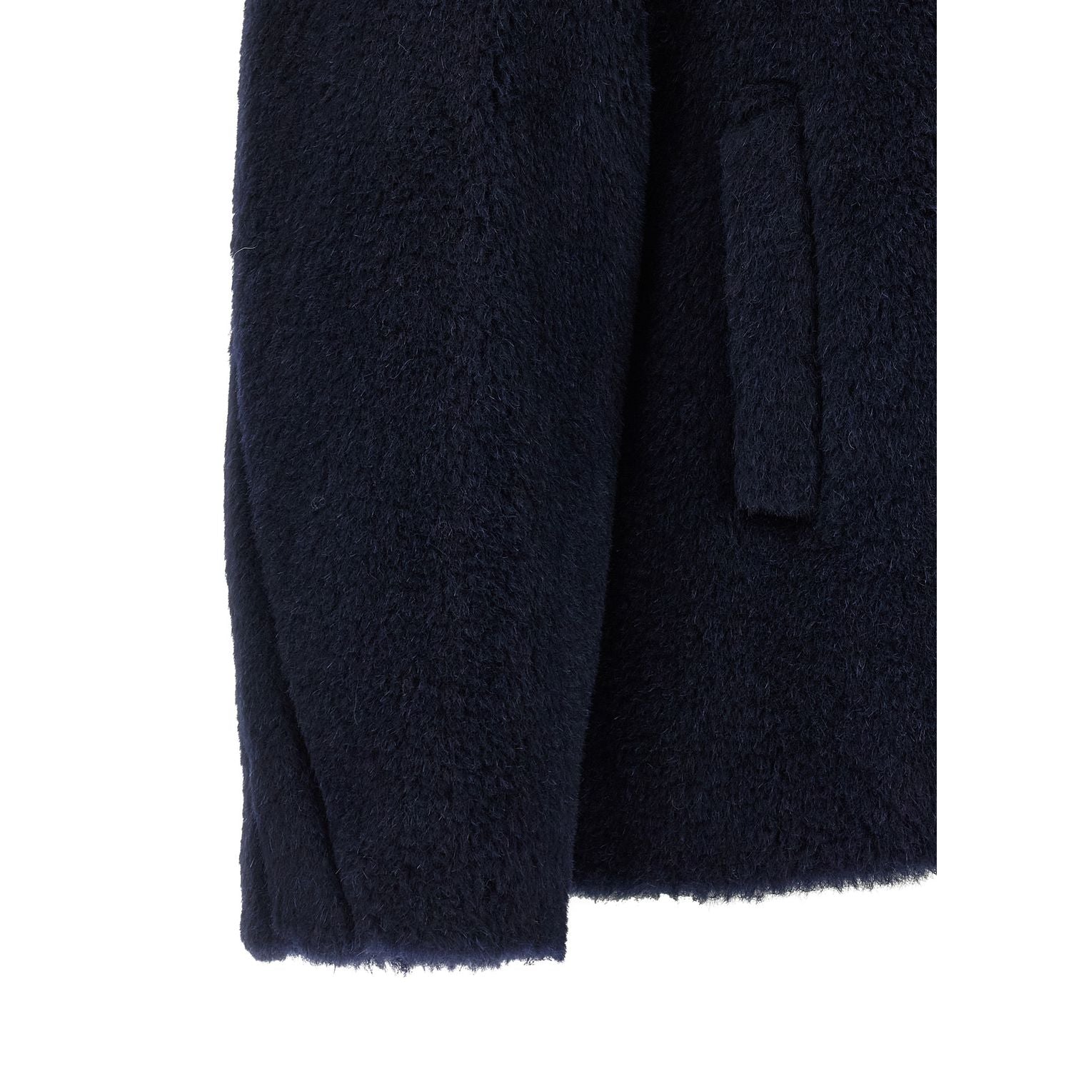 Max Mara Blue Alpaca Leather Coat
