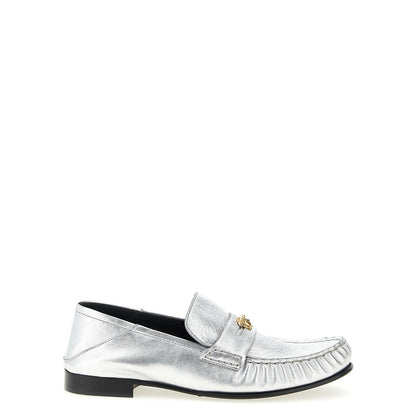 Versace Silver Lamb Leather Slip-On Loafers