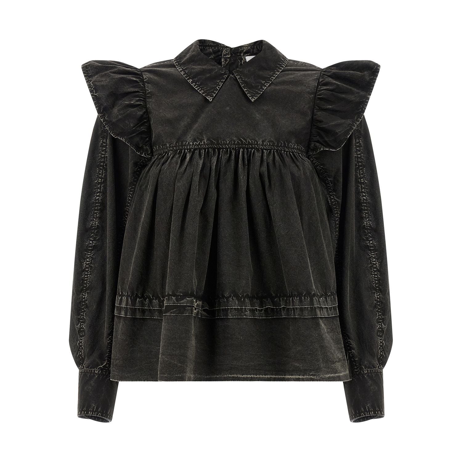 Ganni Black Organic Cotton Blouse