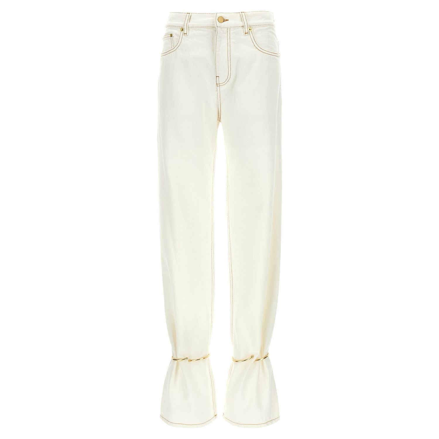 Darkpark White Cotton Straight-Leg Jeans