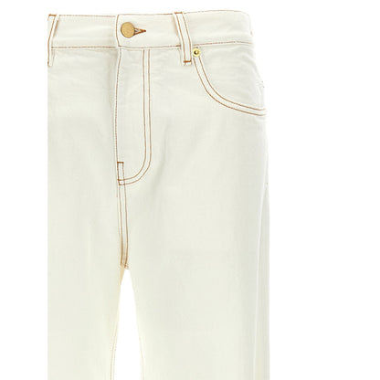 Darkpark White Cotton Straight-Leg Jeans