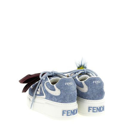 Fendi Blue Calfskin Platform Sneakers