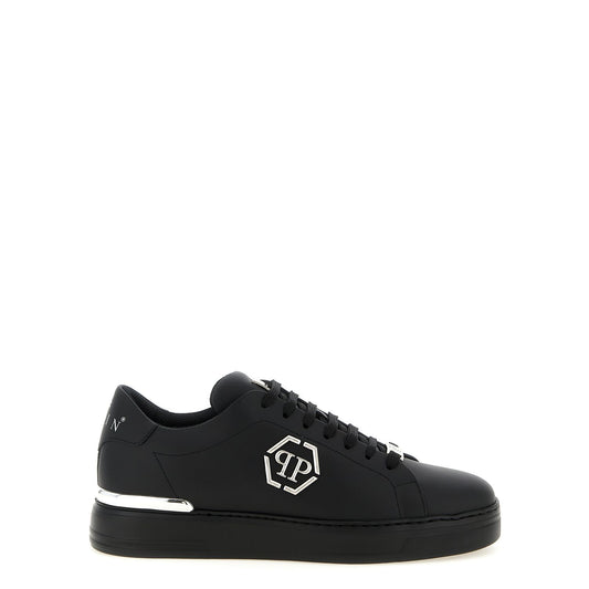 Philipp Plein Black Calfskin Low Top Sneakers
