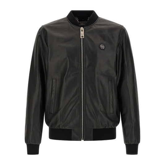 Philipp Plein Black Lambskin Leather Jacket