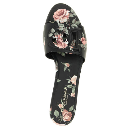 Dolce & Gabbana Black Calfskin Slides