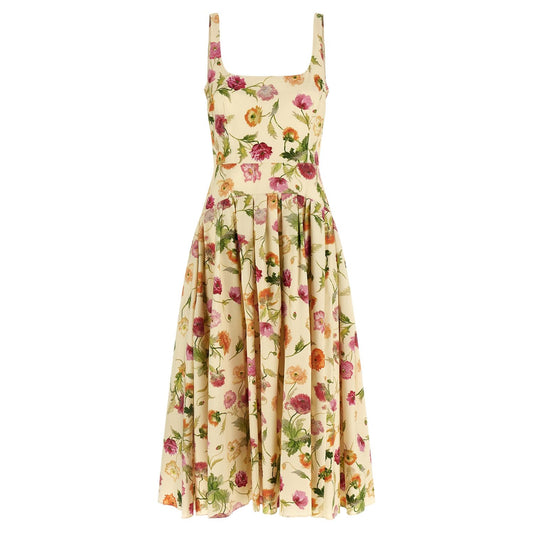 Carolina Herrera Beige Cotton Midi Dress