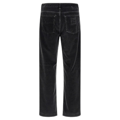 Fendi Gray Cotton Casual Pants