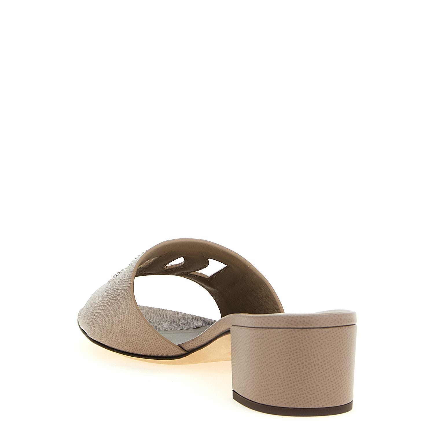 Dolce & Gabbana Gray Calfskin Mules