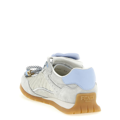 Fendi Gray Calfskin Athletic Sneakers