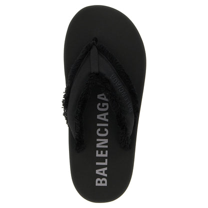Balenciaga Black Viscose Slides