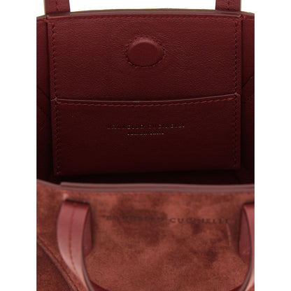 Brunello Cucinelli Bordeaux Calfskin Handbag
