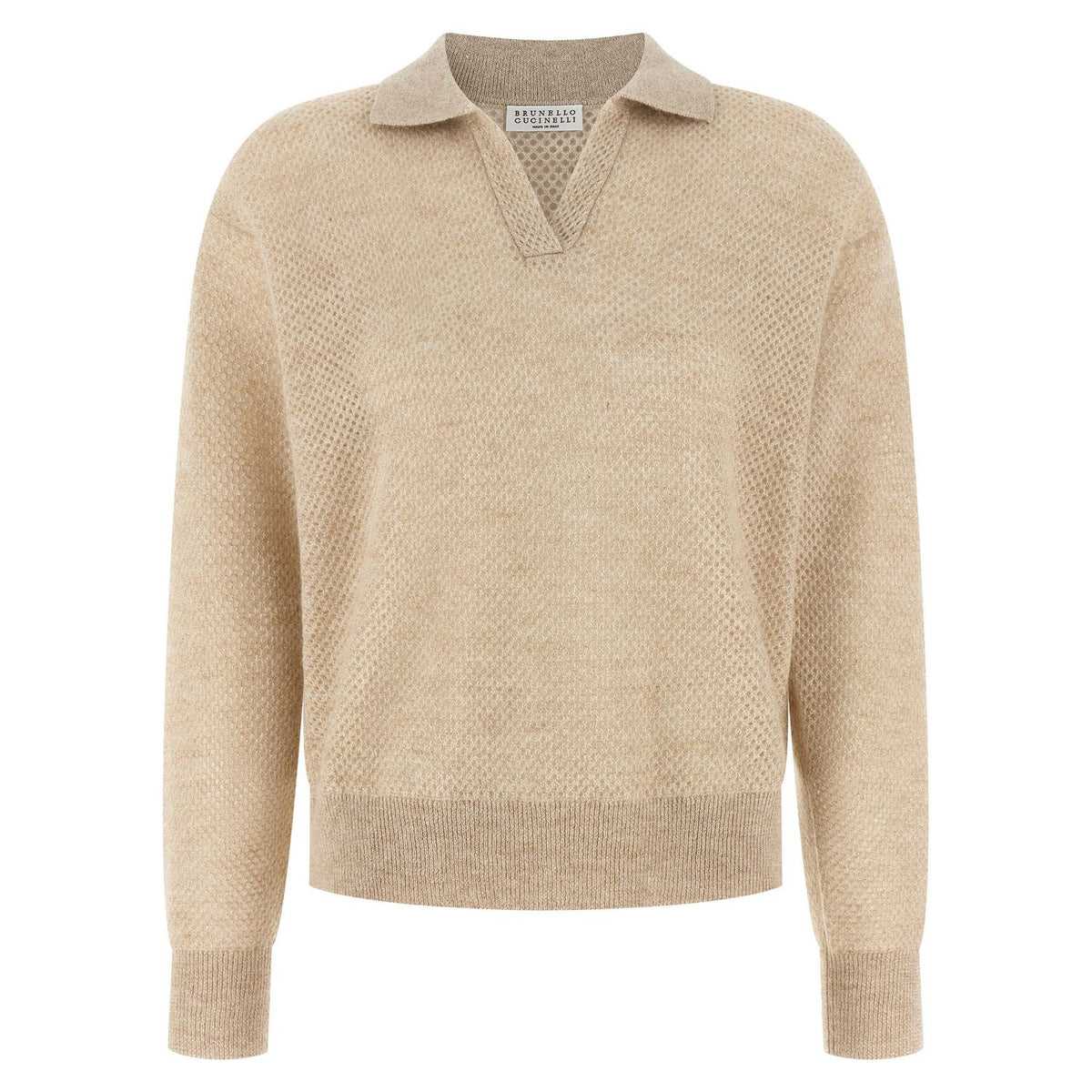 Brunello Cucinelli Gold Wool Polo Shirt