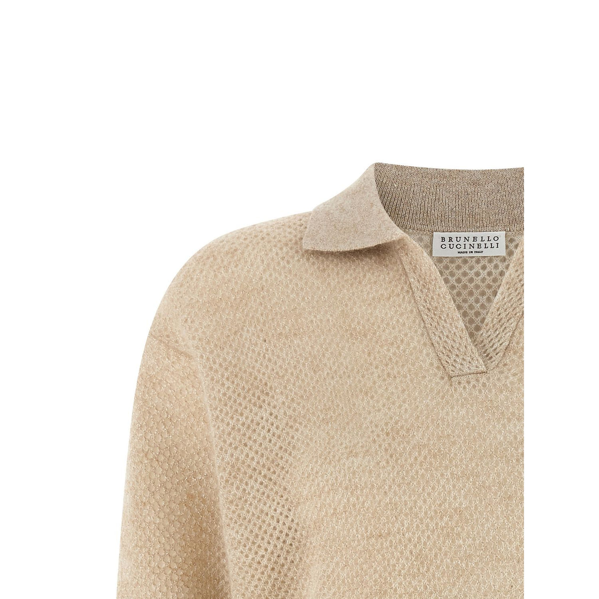 Brunello Cucinelli Gold Wool Polo Shirt