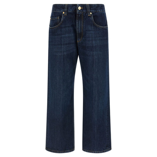 Brunello Cucinelli Blue Cotton Cropped Jeans
