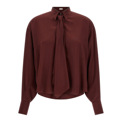 Brunello Cucinelli Bordeaux Silk Blouse
