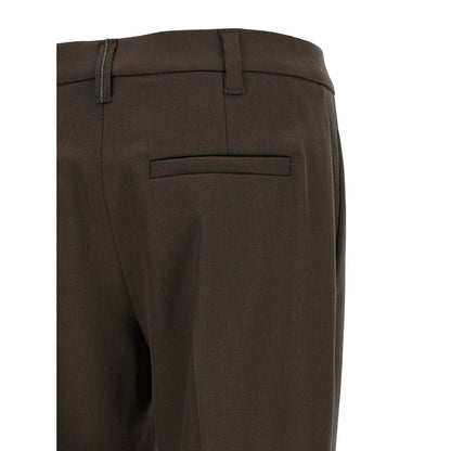Brunello Cucinelli Brown Virgin Wool Dress Pants