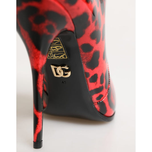 Dolce & Gabbana Red Leopard Cardinale Ankle Boots Shoes
