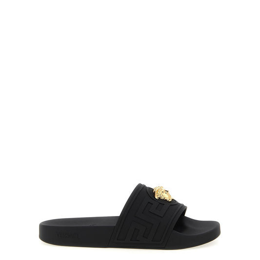 Versace Black Glass Slides