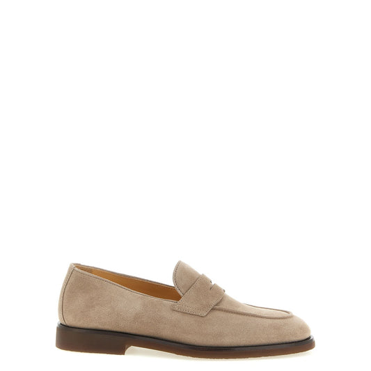 Brunello Cucinelli Gray Calfskin Slip-On Loafers
